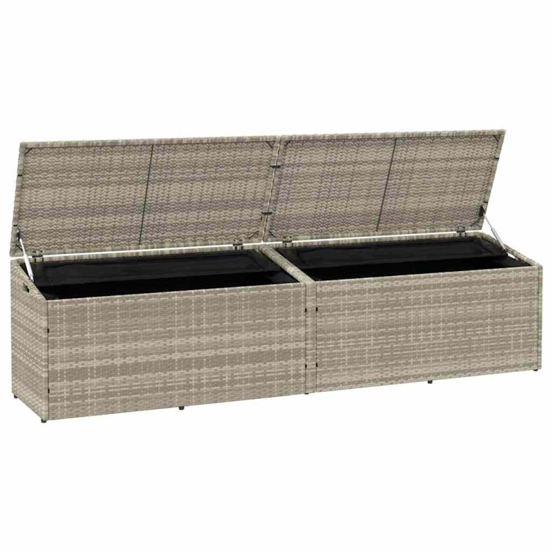 Garten-Auflagenbox Hellgrau 220x50x58 cm Poly Rattan
