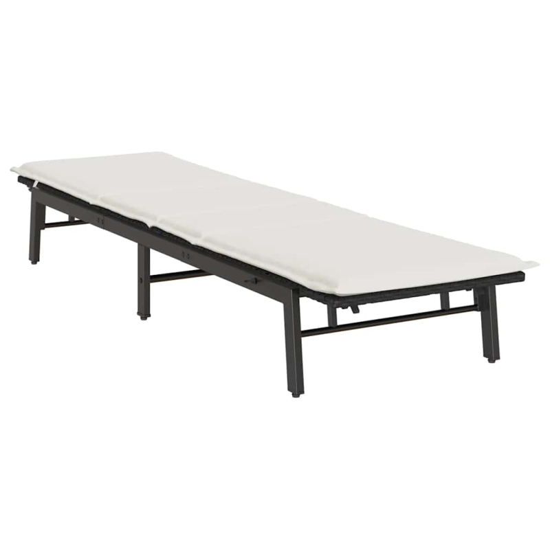 Sonnenliege mit Auflage Schwarz Poly-Rattan