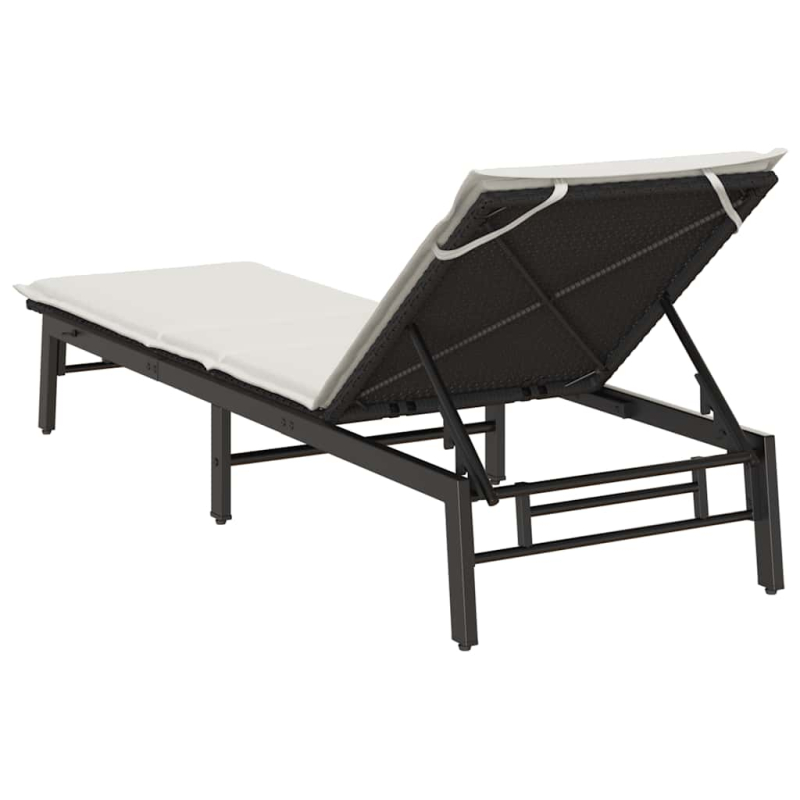 Sonnenliege mit Auflage Schwarz Poly-Rattan