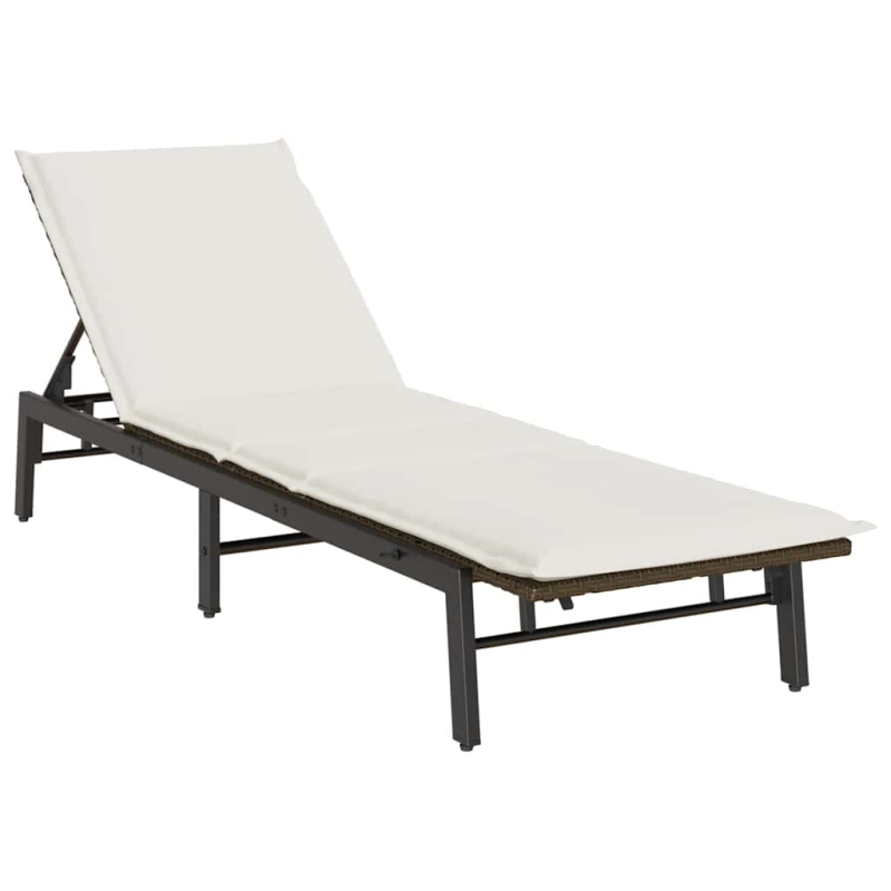 Sonnenliege mit Auflage Braun Poly Rattan