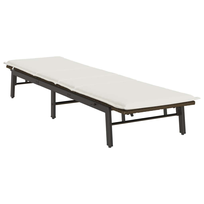 Sonnenliege mit Auflage Braun Poly Rattan