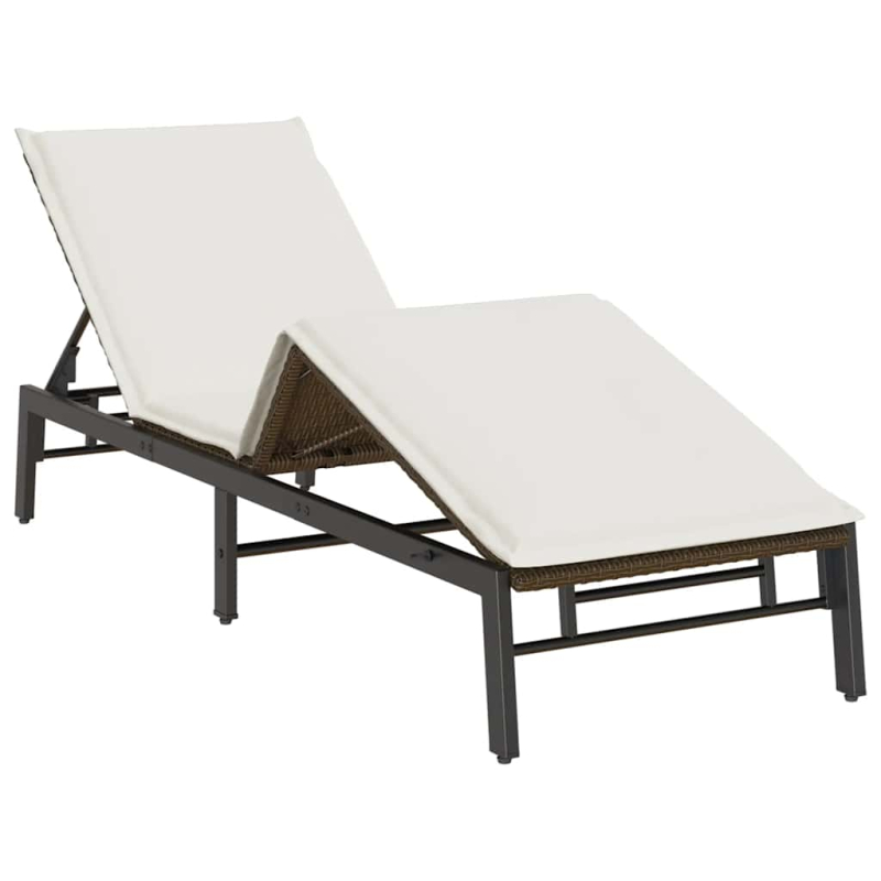 Sonnenliege mit Auflage Braun Poly Rattan