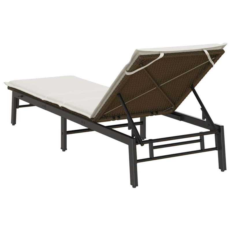 Sonnenliege mit Auflage Braun Poly Rattan