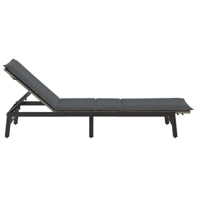 Sonnenliege mit Auflage Grau Poly Rattan