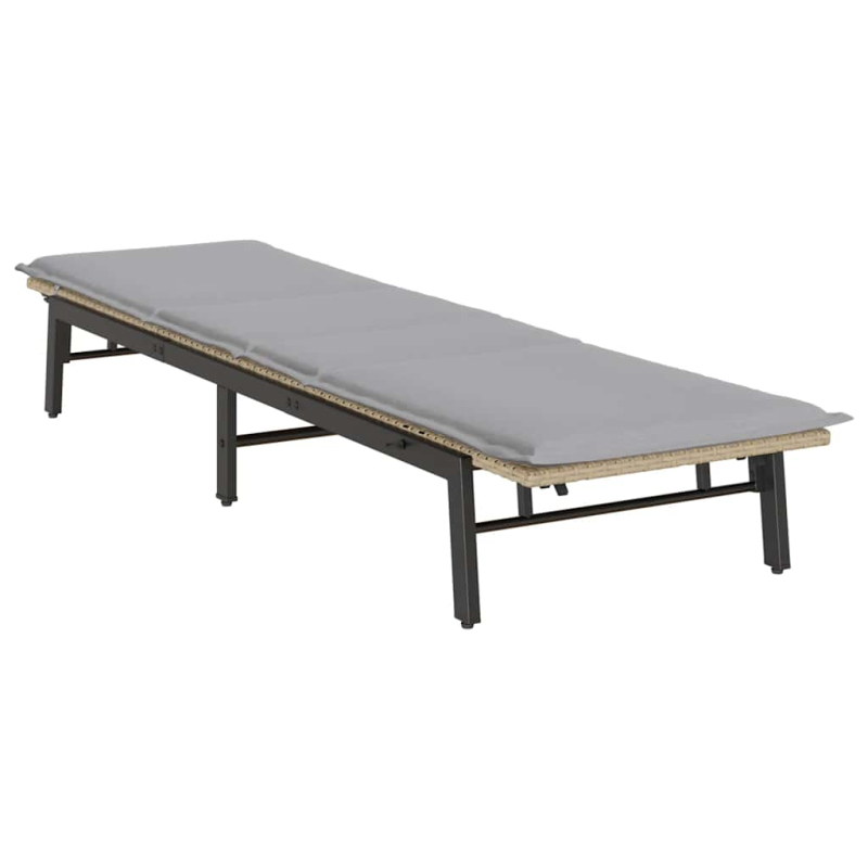 Sonnenliege mit Auflage Beige Poly Rattan