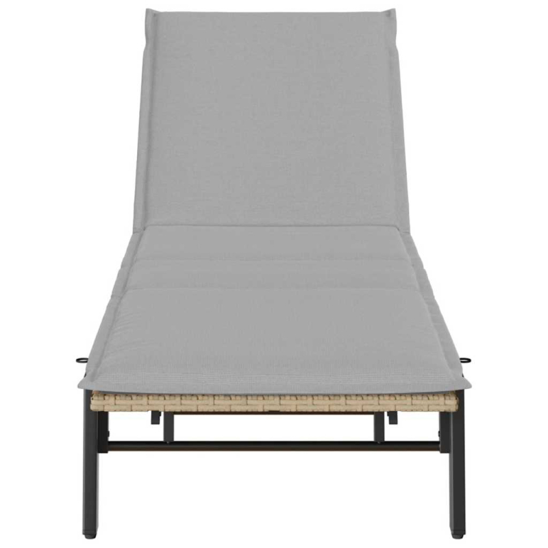 Sonnenliege mit Auflage Beige Poly Rattan