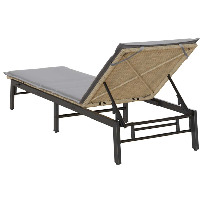 Sonnenliege mit Auflage Beige Poly Rattan