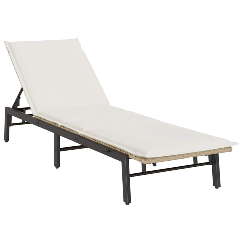 Sonnenliege mit Auflage Beige Poly Rattan