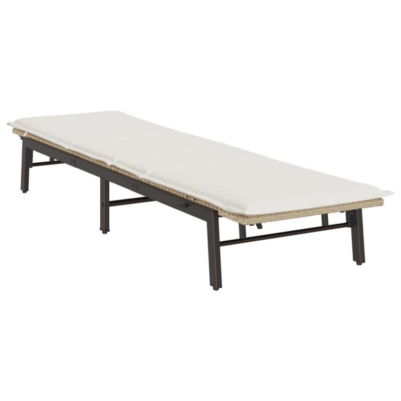 Sonnenliege mit Auflage Beige Poly Rattan