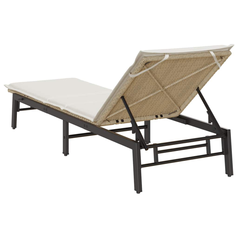Sonnenliege mit Auflage Beige Poly Rattan