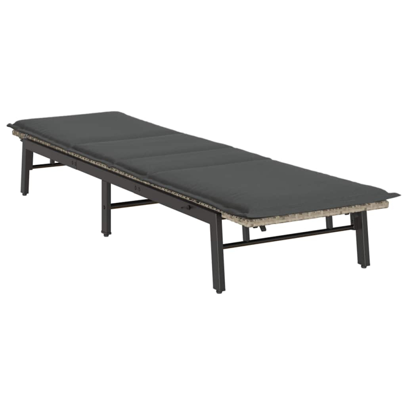 Sonnenliege mit Auflage Hellgrau Poly Rattan
