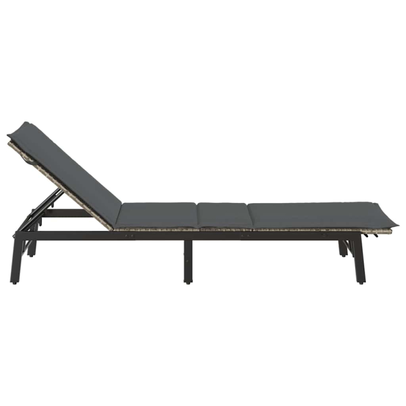 Sonnenliege mit Auflage Hellgrau Poly Rattan