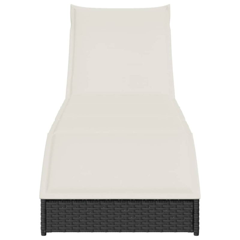 Klappliege mit Auflage und Stauraum Schwarz Poly-Rattan