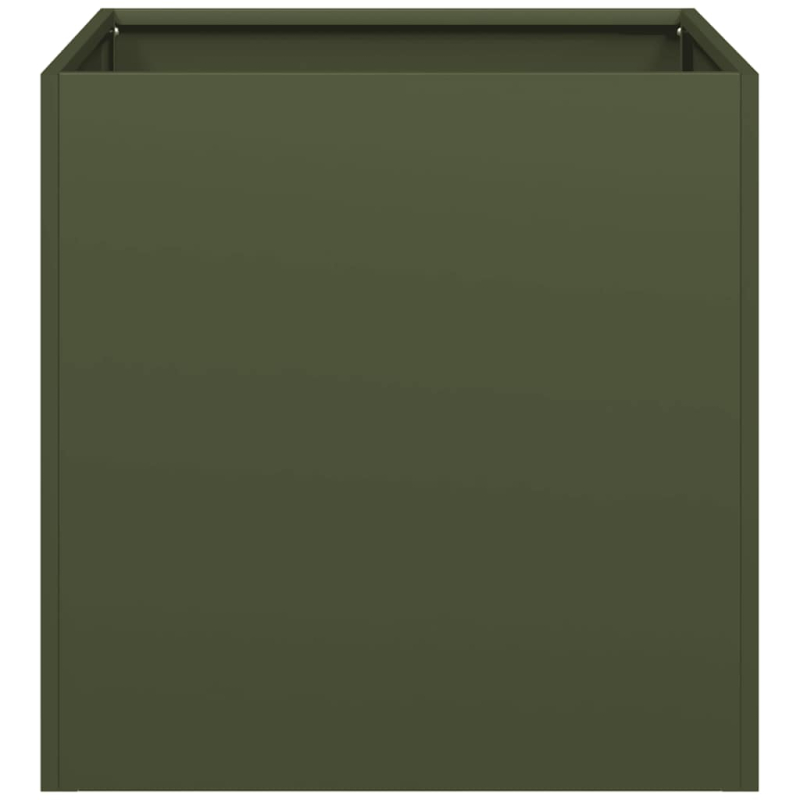 Pflanzkübel Olivgrün 40x40x40 cm Kaltgewalzter Stahl