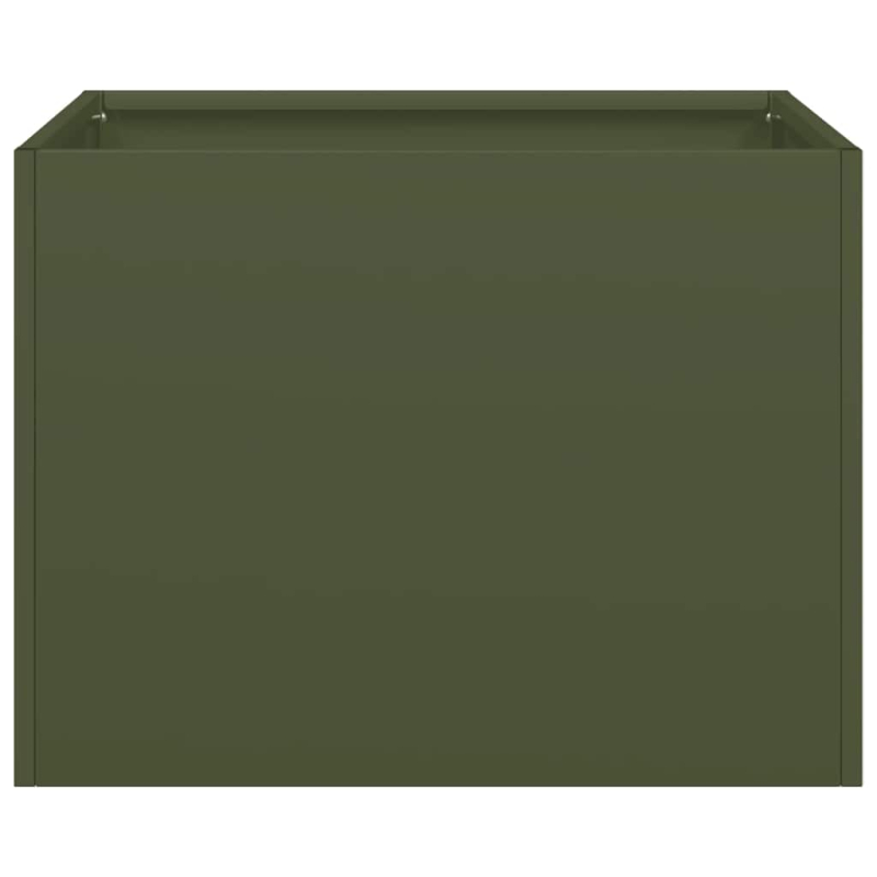 Pflanzgefäß Olivgrün 40x40x30 cm Stahl