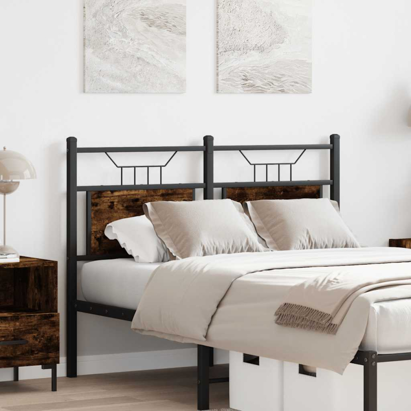 Kopfteil Räuchereiche 120 cm Holzwerkstoff und Stahl