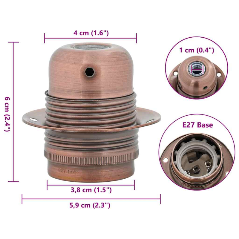 Lampenfassungen 2 Stk. Rot-Bronze E27