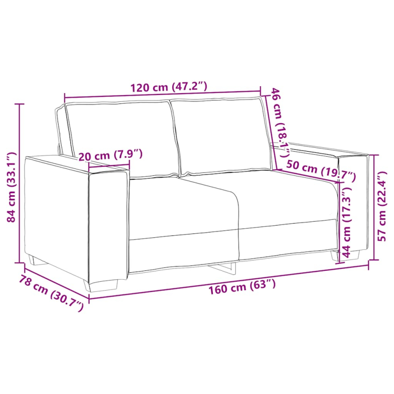 2-Sitzer-Sofa Weinrot 120 cm Samt