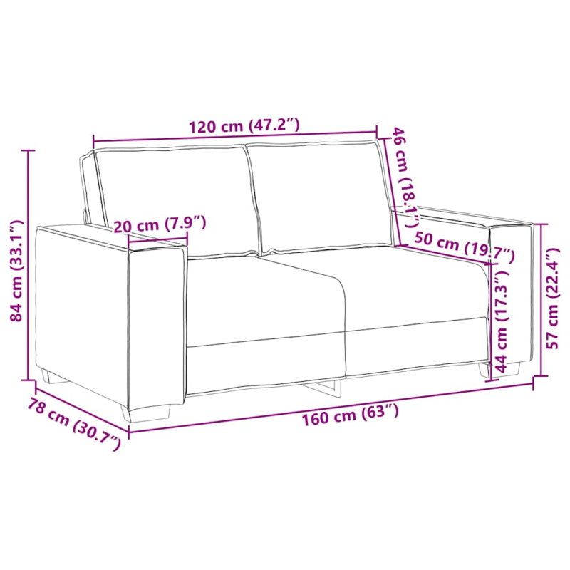 2-Sitzer-Sofa Gelb 120 cm Samt