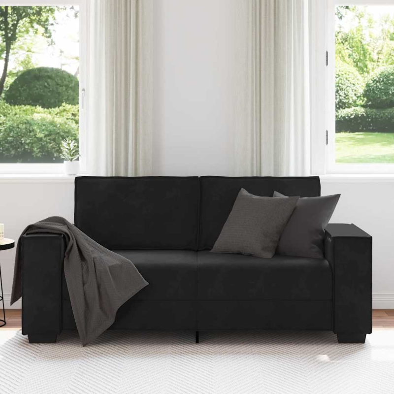 2-Sitzer-Sofa Schwarz 140 cm Samt