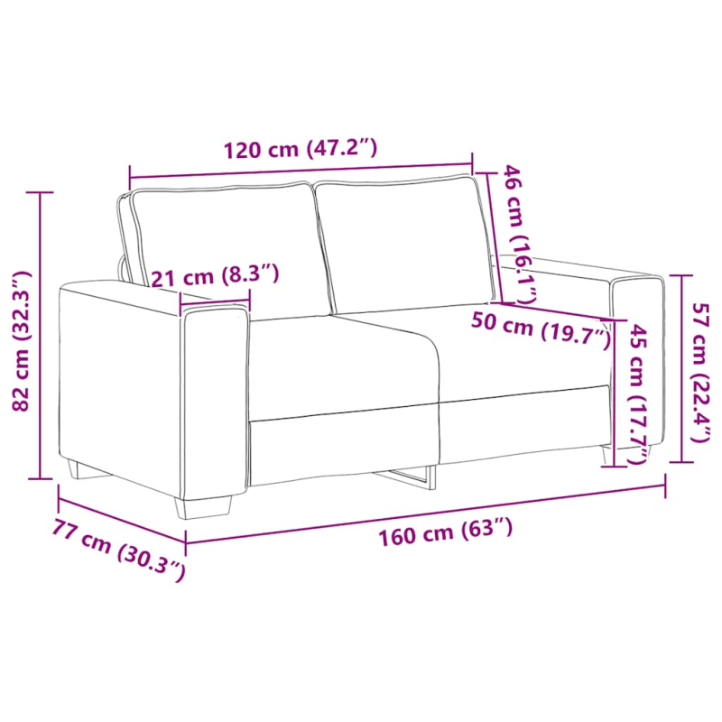 2-Sitzer-Sofa Taupe 120 cm Stoff