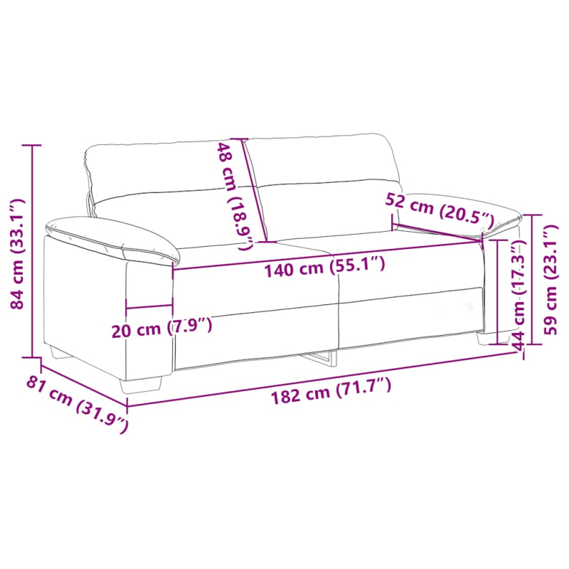 2-Sitzer-Sofa Braun 140 cm Stoff