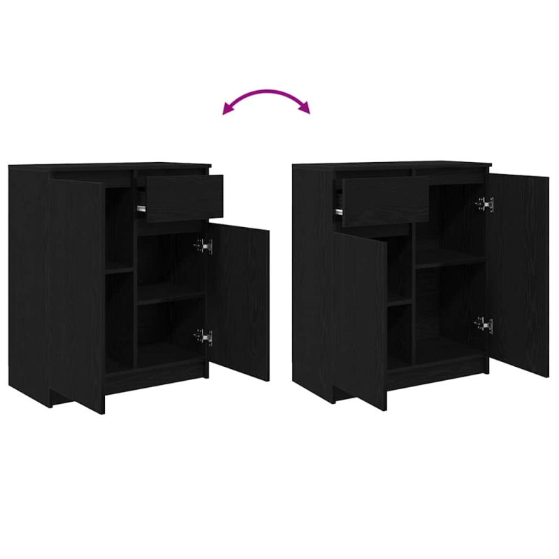 Sideboard mit Schublade Schwarz Eichen-Optik 71x35x84 cm