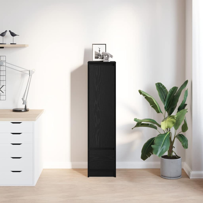 Highboard Schwarz Eichen-Optik 29,5x34x119,5 cm Holzwerkstoff