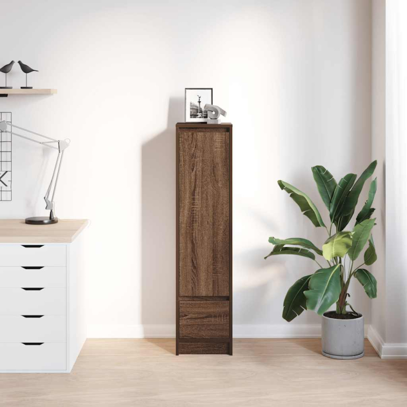 Highboard Braun Eichen-Optik 29,5x34x119,5 cm Holzwerkstoff