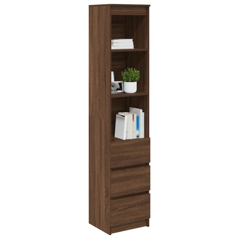 Highboard Braun Eichen-Optik 37,5x35x180 cm Holzwerkstoff