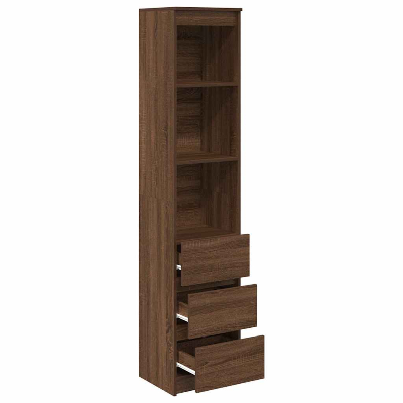 Highboard Braun Eichen-Optik 37,5x35x180 cm Holzwerkstoff