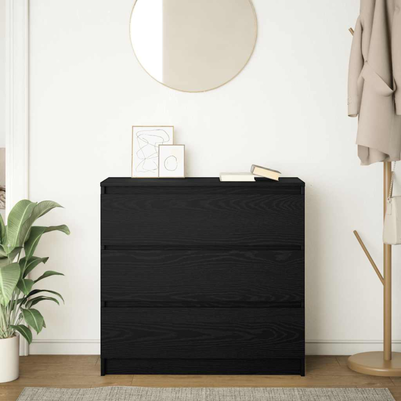 Sideboard Schwarz Eichen-Optik 80x35x76 cm Holzwerkstoff