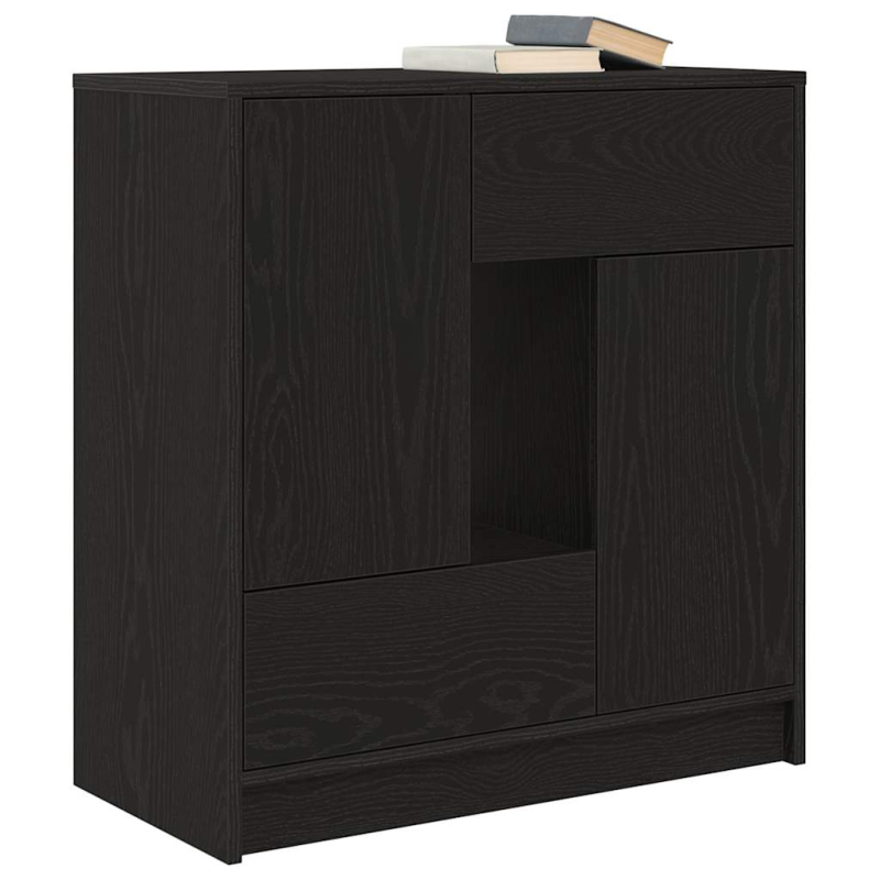 Sideboard mit Schubladen und Türen Schwarz Eichen-Optik