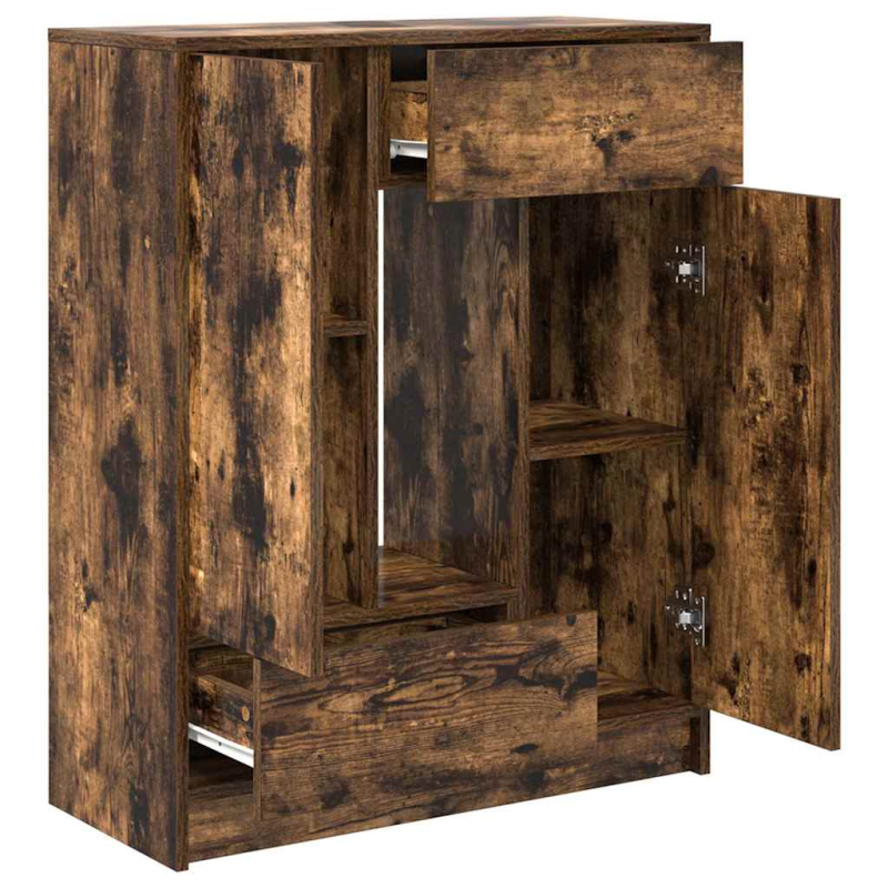 Sideboard mit Schubladen und Türen Räuchereiche 73x31x90 cm