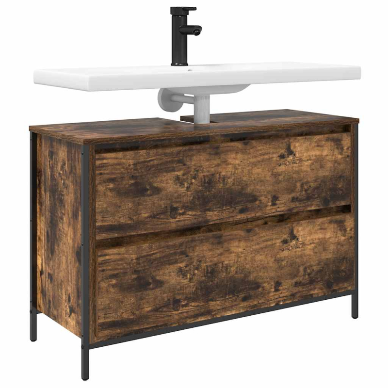 Waschbeckenunterschrank mit Schubladen Räuchereiche