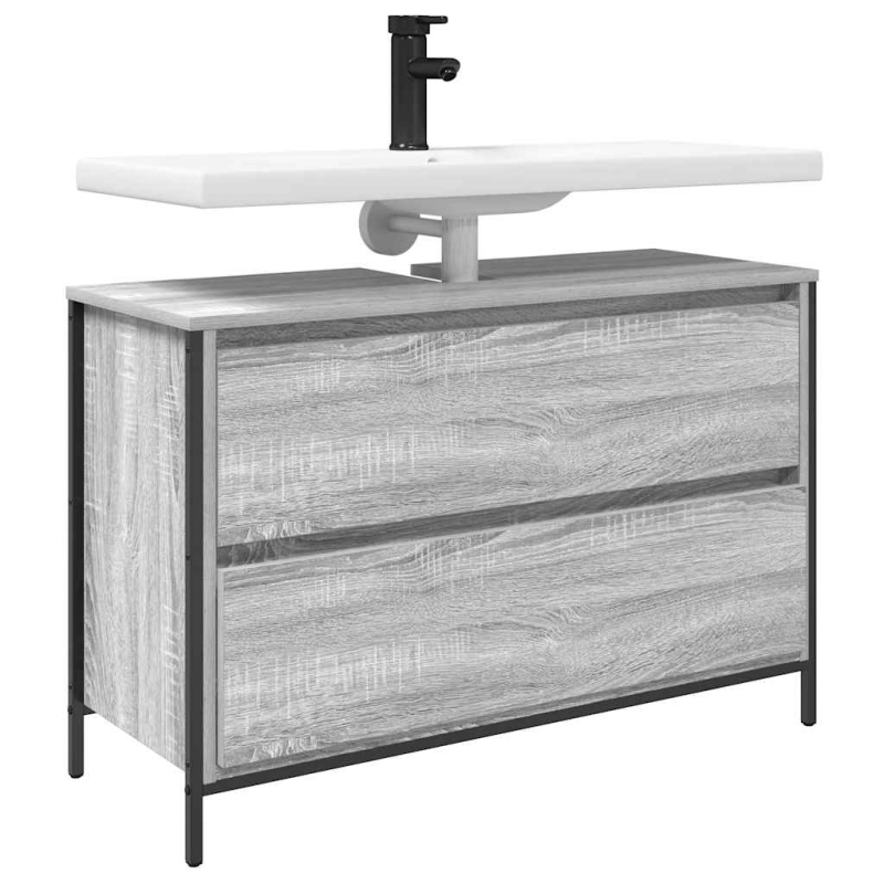 Waschbeckenunterschrank mit Schubladen Grau Sonoma 90x34,5x60cm