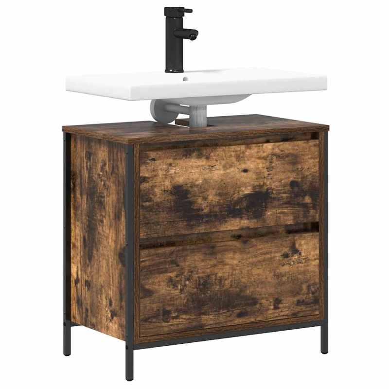 Waschbeckenunterschrank mit Schubladen Räuchereiche