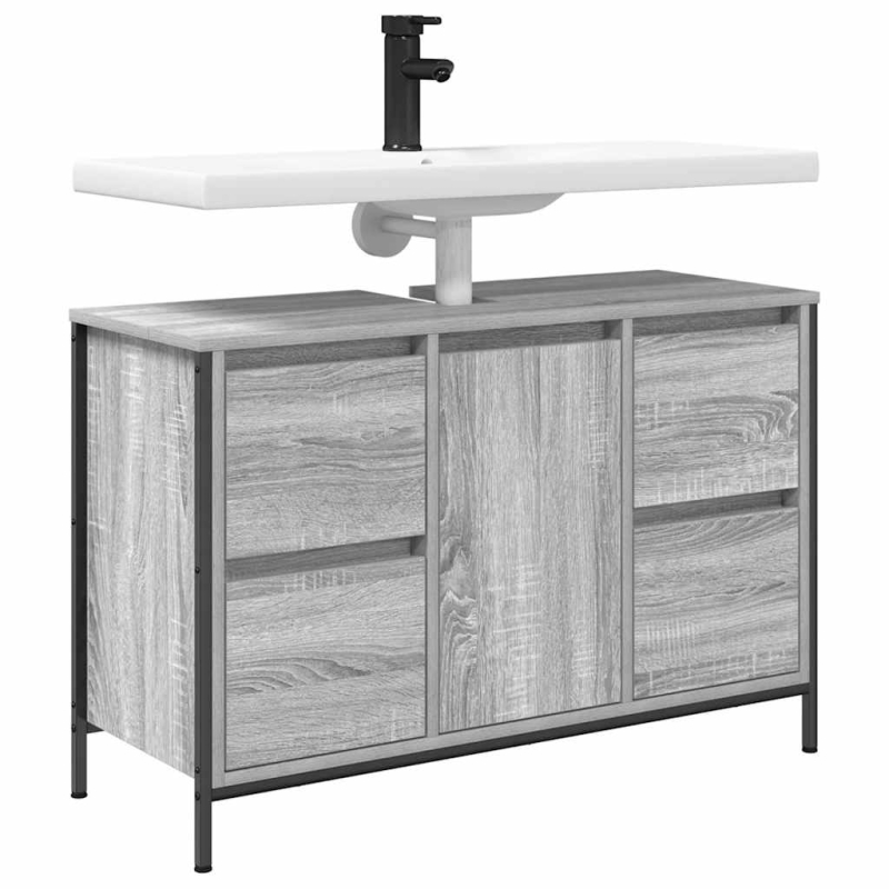 Waschbeckenunterschrank mit Schubladen Grau Sonoma 90x34,5x60cm