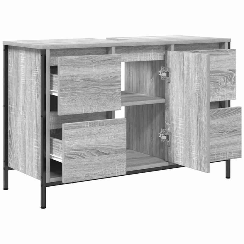 Waschbeckenunterschrank mit Schubladen Grau Sonoma 90x34,5x60cm