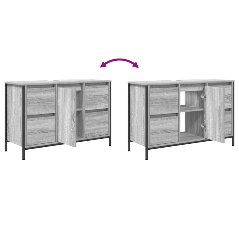 Waschbeckenunterschrank mit Schubladen Grau Sonoma 90x34,5x60cm