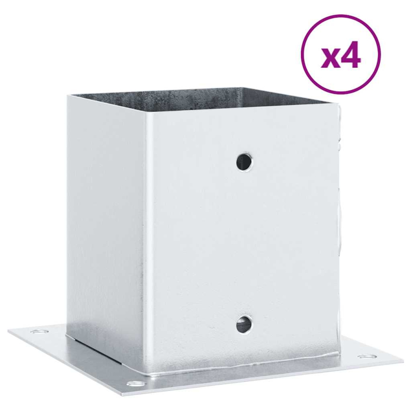 Pfostenträger Quadratisch 4Stk. Silber 121x121mm Stahl Verzinkt