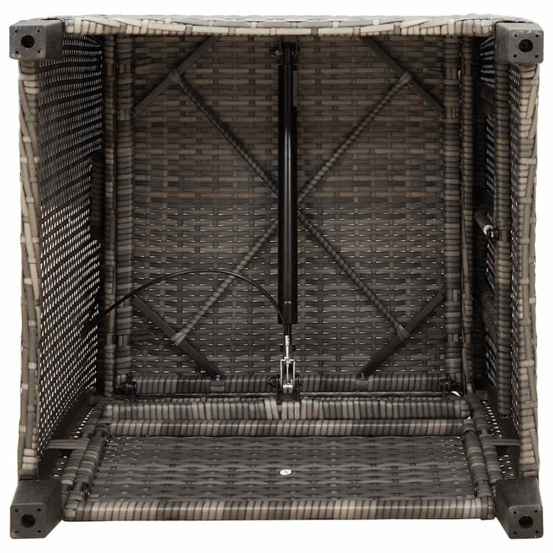 Gartensessel mit Beistelltisch Verstellbar Grau Poly Rattan