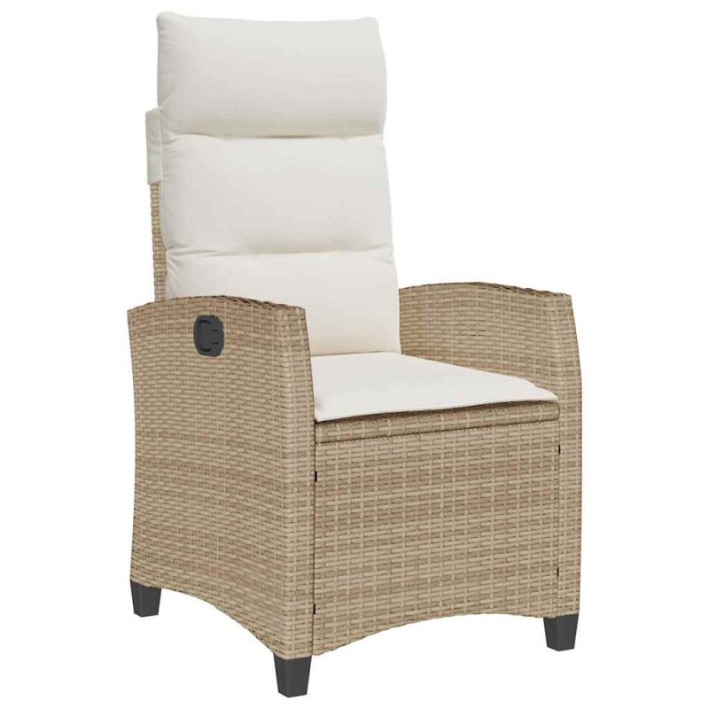 Gartensessel mit Beistelltisch Verstellbar Beige Poly Rattan