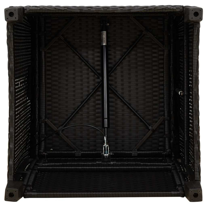 Gartensessel mit Beistelltisch Verstellbar Schwarz Poly Rattan