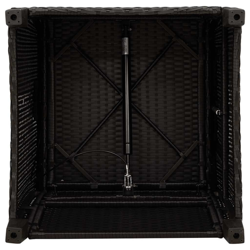 Gartensessel mit Beistelltisch Verstellbar Schwarz Poly Rattan