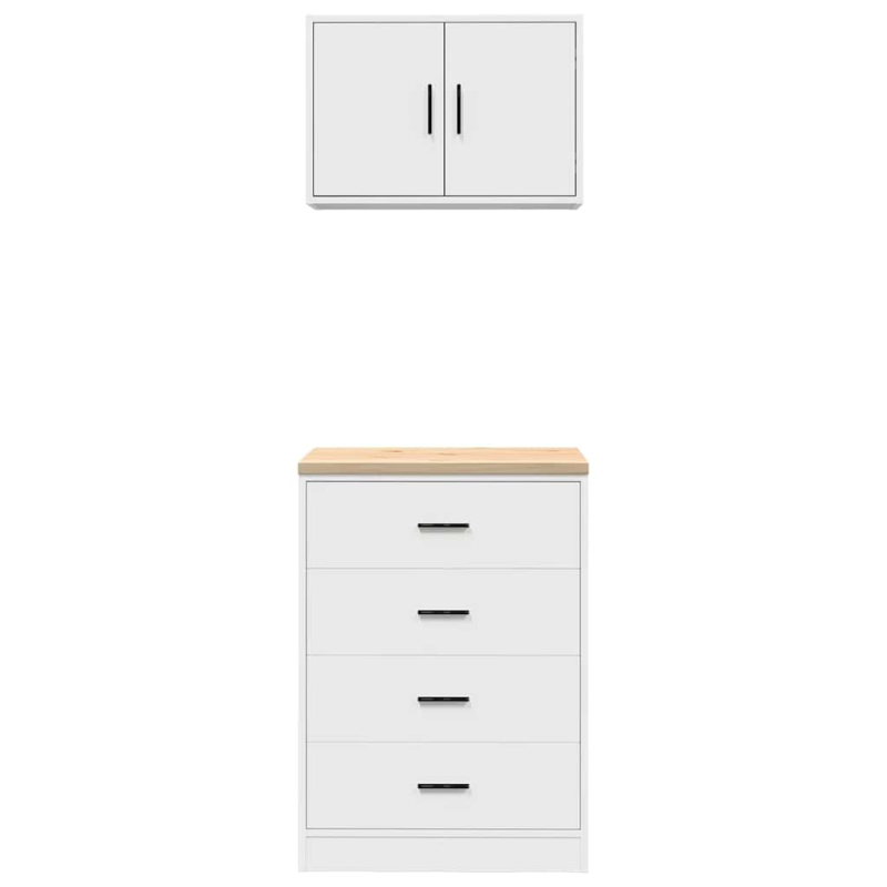 Garagenschränke 2 Stk. Weiß Holzwerkstoff