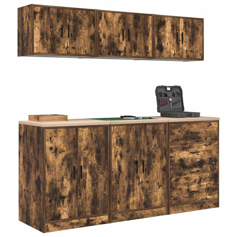 Garagenschränke 6 Stk. Räuchereiche Holzwerkstoff