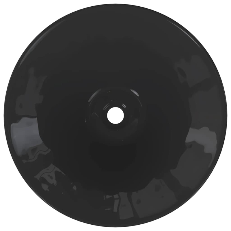 Waschbecken 2 Stk. Schwarz Glänzend Ø42x14 cm Keramik