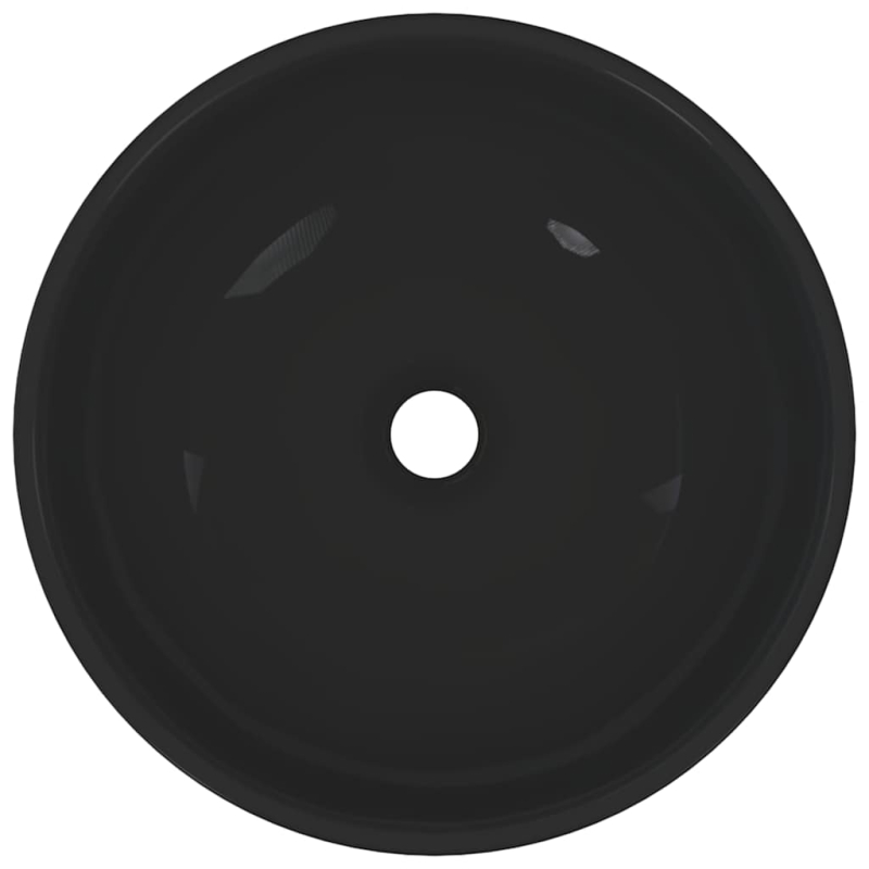 Waschbecken Schwarz Glänzend Ø28x10 cm Keramik