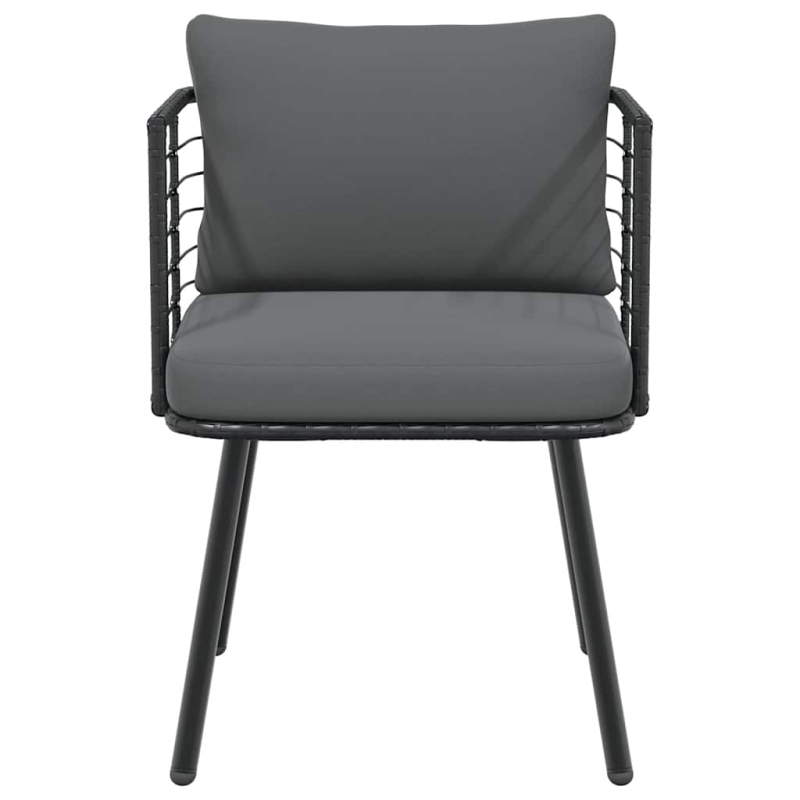 Gartensessel mit Kissen Schwarz Poly Rattan